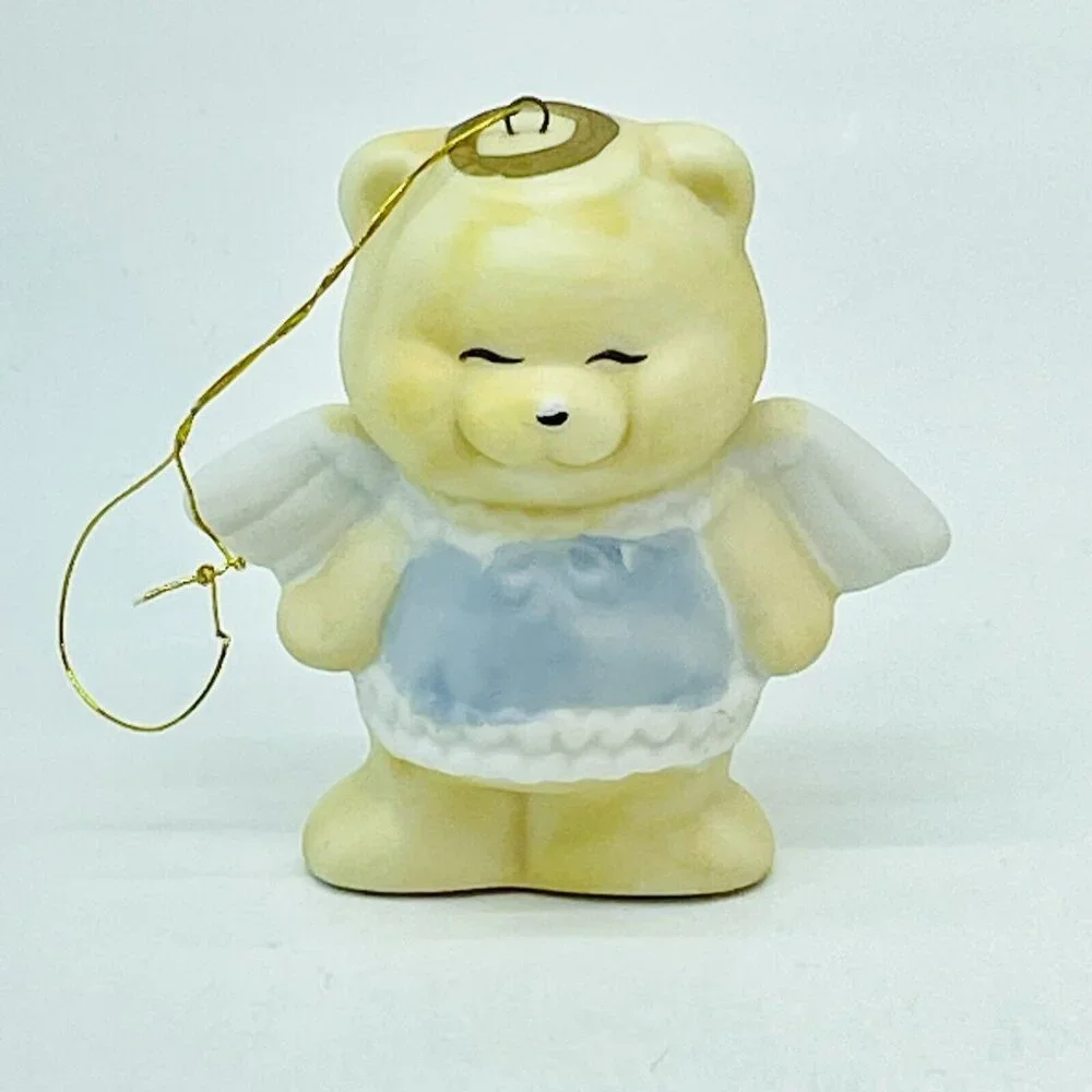 VTG Christmas Around The World Ornament Angel Bear Hand Painted Porcelain Taiwan